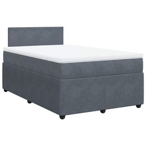 vidaXL cama box spring con colchón terciopelo gris oscuro 120x190 cm