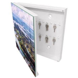 Caixa para chaves decorativa 30x30x5, abertura à esquerda branca
