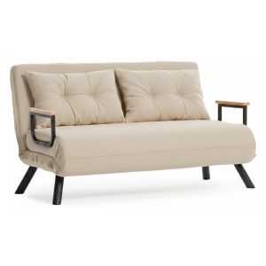 Sofá cama 2 plazas calvin, reclinable, tela beige 133x78 cm