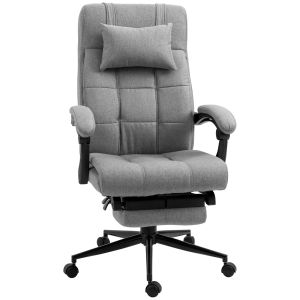 Cadeira de escritório linho, espuma e plástico cinzento 66x76x116-124 cm