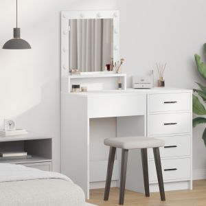 Mesa de maquiagem com luzes LED brancas 50x41x135 cm wf220295