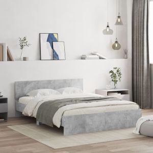 Cama com cabeceira 150x200 cm cinzento cimento