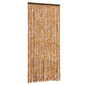 Cortina mosquiteira vidaxl chenille ocre e branco 90x200 cm