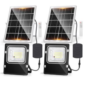 Aigostar 50w solar outdoor spotlights com controlo remoto cct, 2pcs