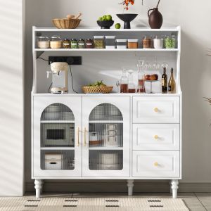 Armário alto cozinha mdf branco gavetas tomada usb suporte copos