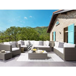 Conjunto de jardim com mesa 8 lugares maestro rattan sintético taupe