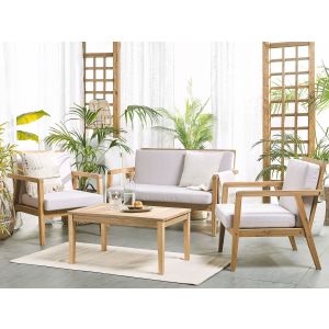 Conjunto de jardim com mesa 4 lugares pallano madeira de acácia taupe