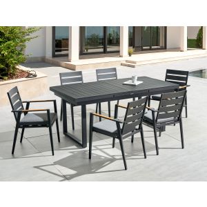 Conjunto de refeição de jardim 6 lugares valcanetto/taviano metal preto