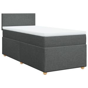 vidaXL cama box spring con colchón tela gris oscuro 100x200 cm