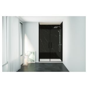 Ondee - kit  paneles murales nicho  mármol negro 120cm perfil cromado