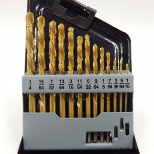 Jogo 13 brocas canhotas M2 TiN 1/16"-1/4"