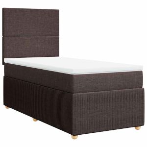 vidaXL cama box spring con colchón tela marrón oscuro 80x200 cm