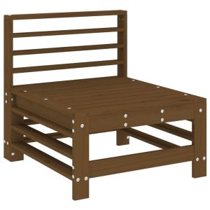 vidaXL sofá central de madera maciza de pino marrón miel