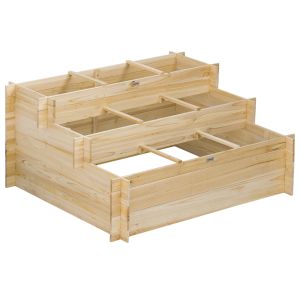 Caixa de plantio de madeira 3 níveis madeira de abeto