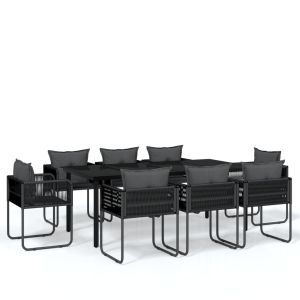 vidaXL juego de comedor de jardín 9 piezas negro