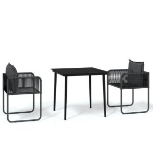 vidaXL juego de comedor para jardín 3 piezas negro