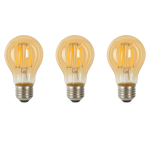 Pack x3 lâmpada LED a60 E27 filamento 4w 460lm. Luz quente 2700k