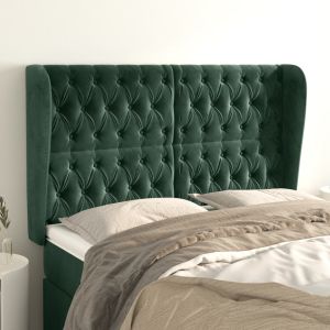 Cabeceira cama c/ abas veludo 163x23x118/128 cm verde-escuro ptob3222