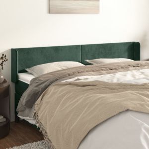 Cabeceira de cama c/ abas veludo 183x16x78/88cm verde-escuro ptob6865
