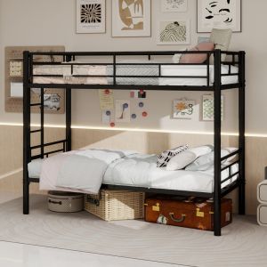 Beliche 90x190cm conversível em duas camas ferro – preto