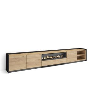 Móvel de tv, 310x37x50cm, lareira eléctrica, LED rf4860