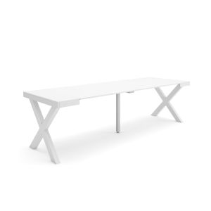 Mesa consola extensível, 58/262x90x73cm, branco, pés de madeira rf2816