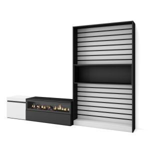 Móveis tv, 260x35x186cm, branco e preto, lareira eléctrica rf2547