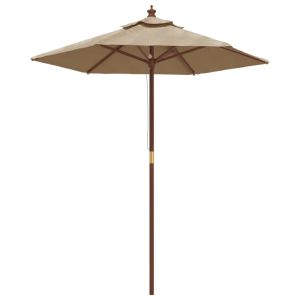 Parasol de jardim com mastro em madeira 196 x 231 cm taupe 02_0008357