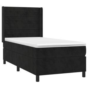 vidaXL cama box spring con colchón terciopelo negro 90x200 cm