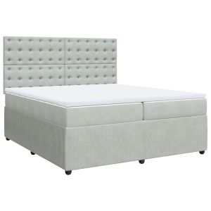 vidaXL cama box spring con colchón terciopelo gris claro 200x200 cm