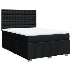 vidaXL cama box spring con colchón tela negro 160x200 cm
