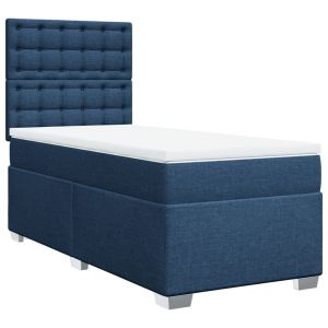vidaXL cama box spring con colchón tela azul 100x200 cm