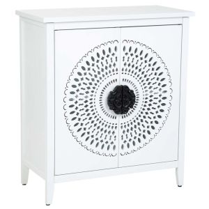 Aparador de madeira com 2 portas, cor branca, medidas 38x78x87cm