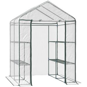 Estufa de jardim PVC e aço transparente 143x143x195cm