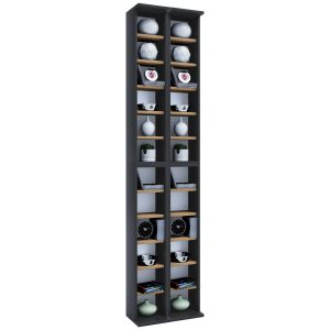 Estante cd/dvd almera antracita / roble de miel al. 183 x an. 42 x p. 20 cm