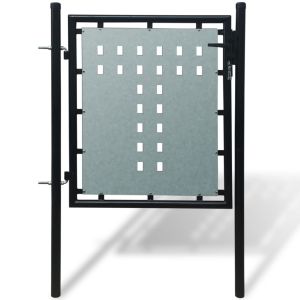 Portão de cerca com porta única 100x125 cm preto
