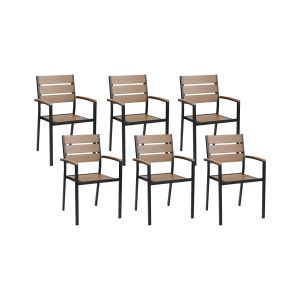Conjunto de 6 cadeiras de jardim vernio castanho/preto