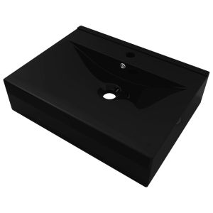 Lavatório cerâmico retang. Luxososo preto furo torneira 60x46cm