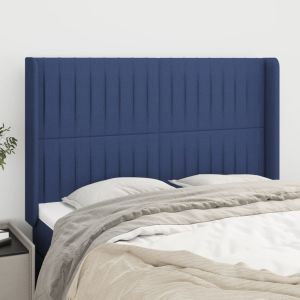 Cabeceira de cama c/ abas tecido 147x16x118/128 cm azul
