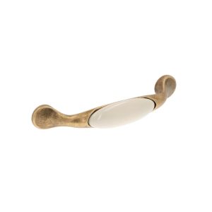 Puxador para mobiliário zamac e porcelana 96 mm entre centros lote  25
