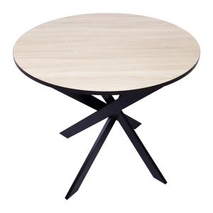 Mesa de jantar redonda, 90x90x77cm, carvalho/preto, pés preto