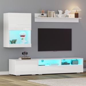 Conjunto móvel de tv para sala 3 portas branco 34x175x39cm