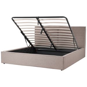 Sommier com arrumação moissac tecido taupe 180 x 200 cm
