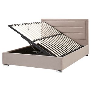 Sommier com arrumação rouen veludo taupe 160 x 200 cm
