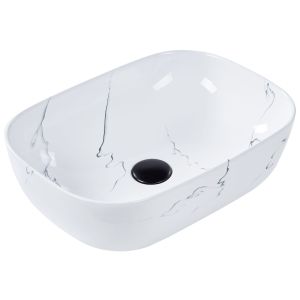 Lavatório de bancada hopi 47 x 34 cm cerâmica mármore branco