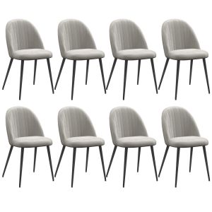 Conjunto de 8 cadeira veludo sintético (100% poliéster), espuma, aço