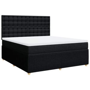 vidaXL cama box spring con colchón tela negro 180x200 cm