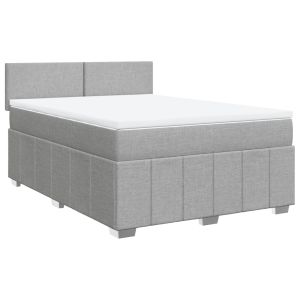 vidaXL cama box spring con colchón tela gris claro 160x200 cm
