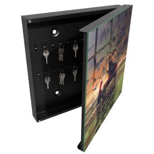 Caixa de chaves de parede decorativa 30x30x5, abertura à direita tulup
