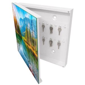 Caixa para guardar chaves decorativa 30x30x5, abertura à esquerda branca
